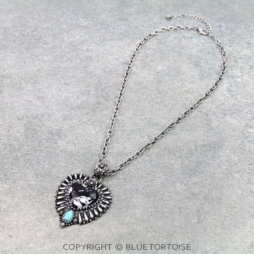 Western Heart Hand Stone Necklace