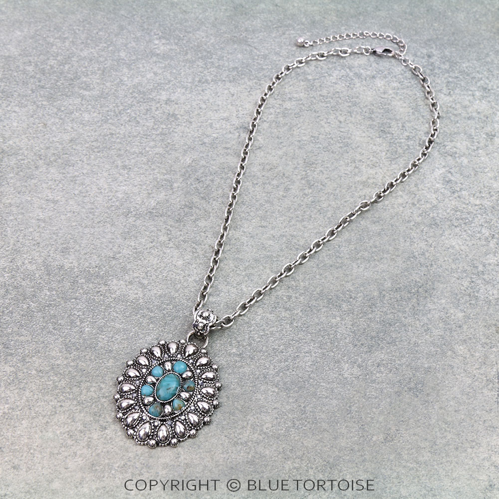 Western Concho Hand Stone Necklace