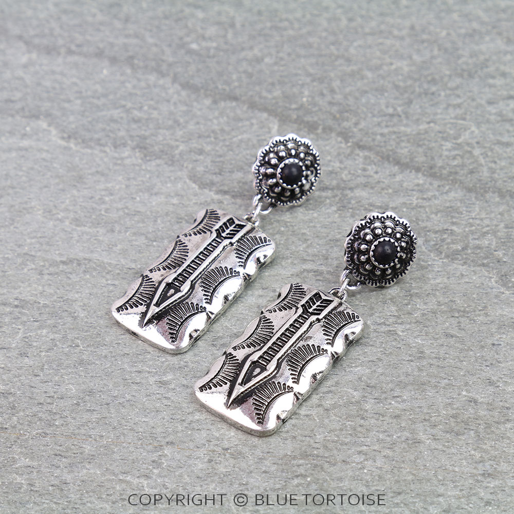 Western Arrow Textured Rectangle Stud Earrings