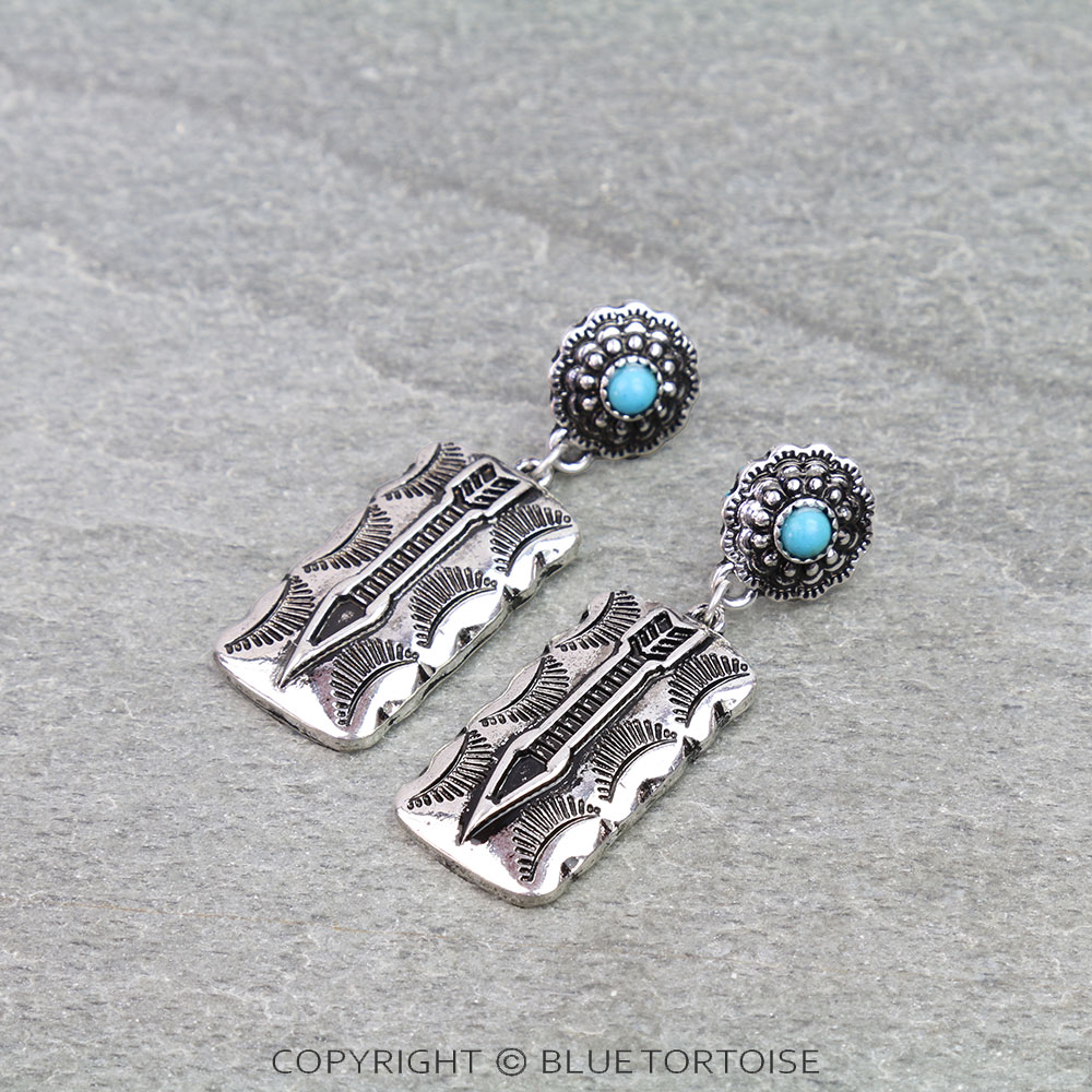 Western Arrow Textured Rectangle Stud Earrings