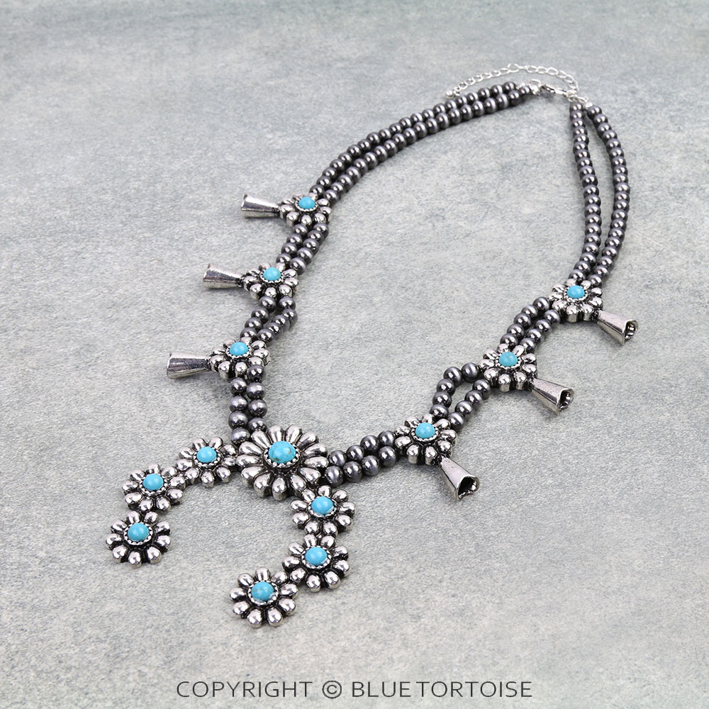Western Concho Squash Blossom Necklace
