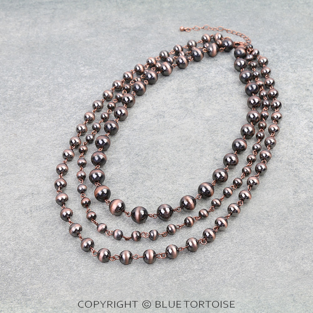 3 Layered Navajo Style Pearl Necklace