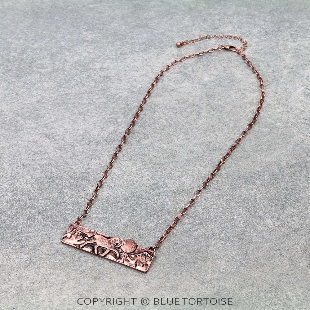 Western Horse Scenery Bar Necklace