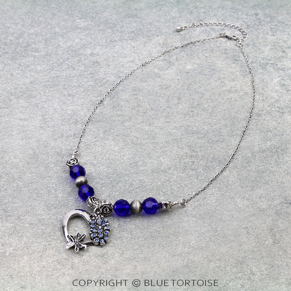 Blue Bonnet Heart Necklace