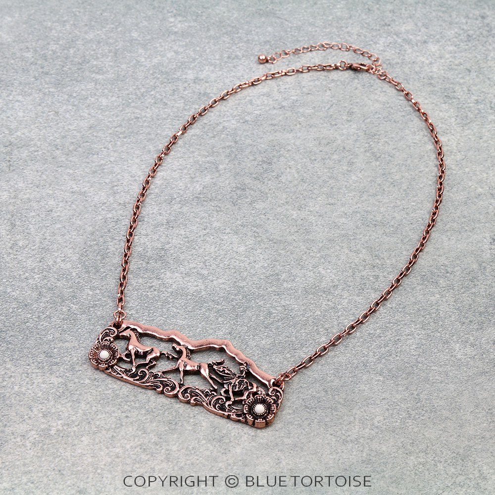 Western Cowgirl and Horse Scenery Necklace