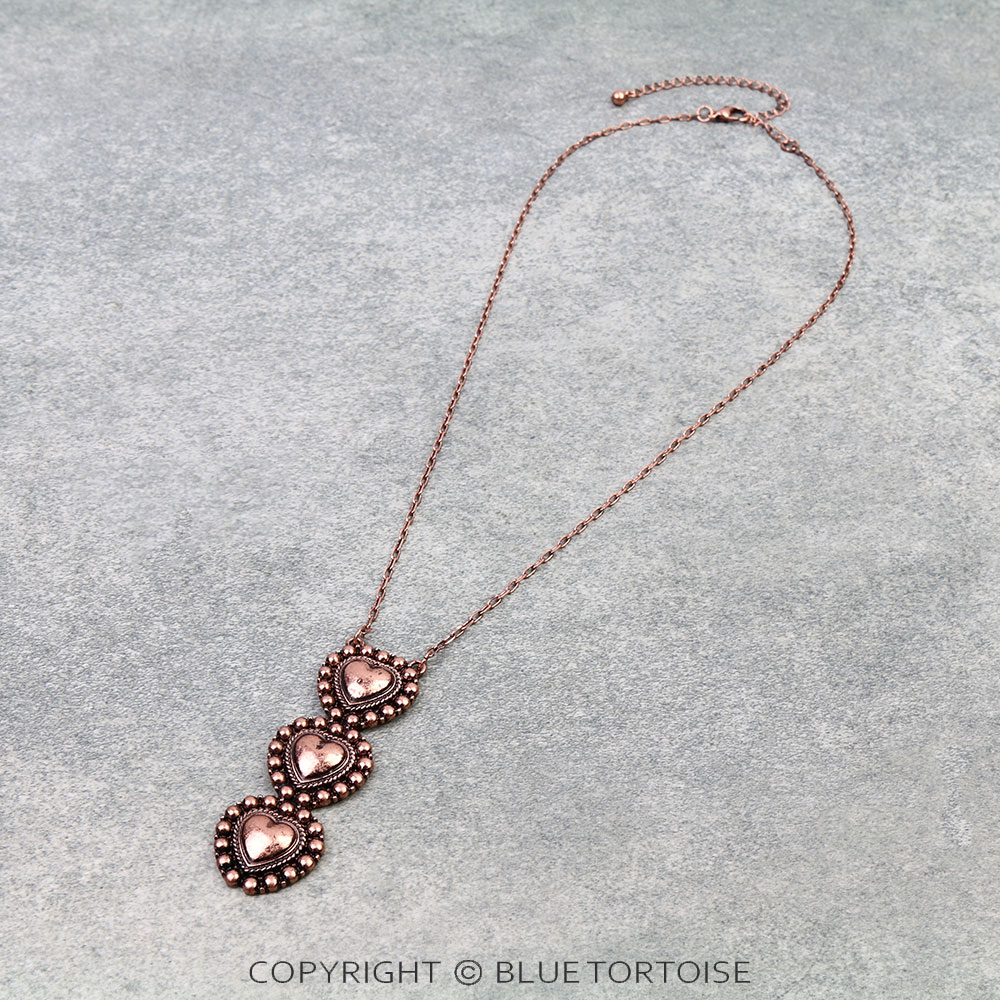 Western Ball TXR Heart Drop Necklace