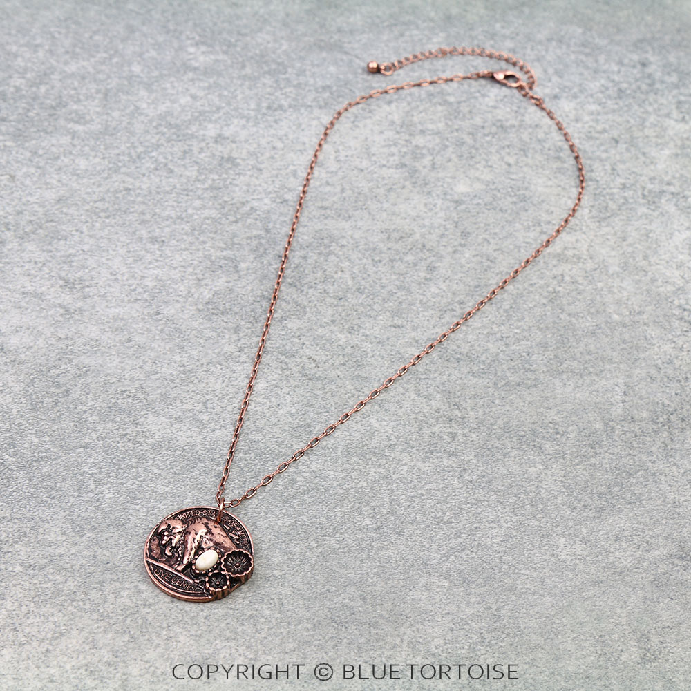 Western Flower Buffalo Coin Necklace