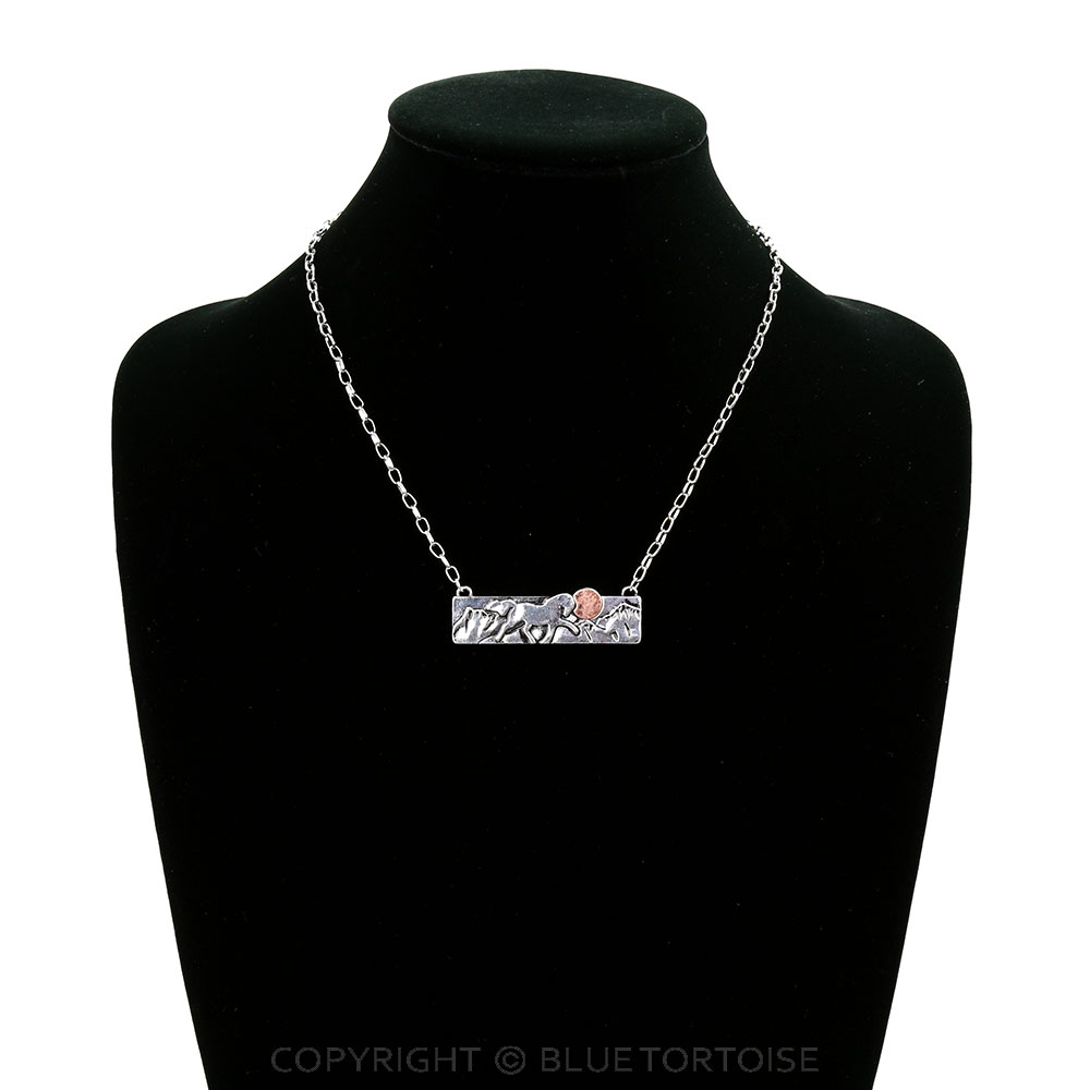 Western Horse Scenery Bar Necklace - Image 2