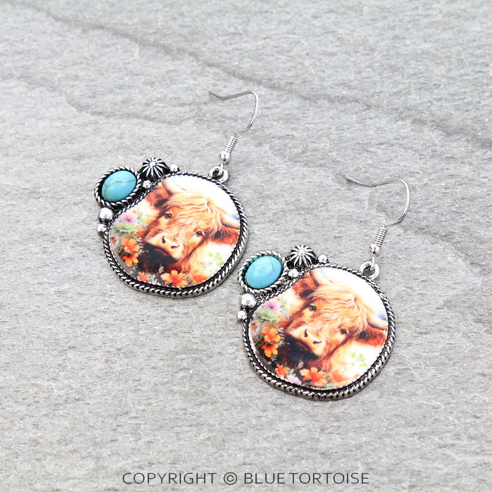 Farm Animal Printing Dangle Earrings