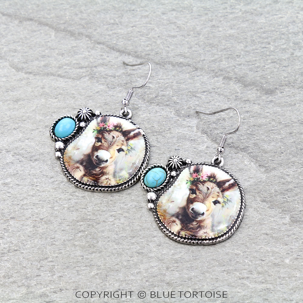 Farm Animal Printing Dangle Earrings