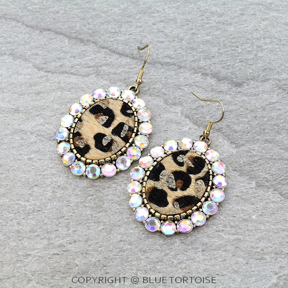 Western Leopard Concho Dangle Earrings