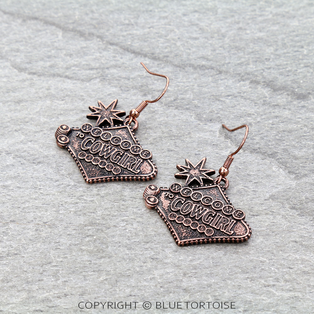 Western Las Vegas Sign Dangle Earrings