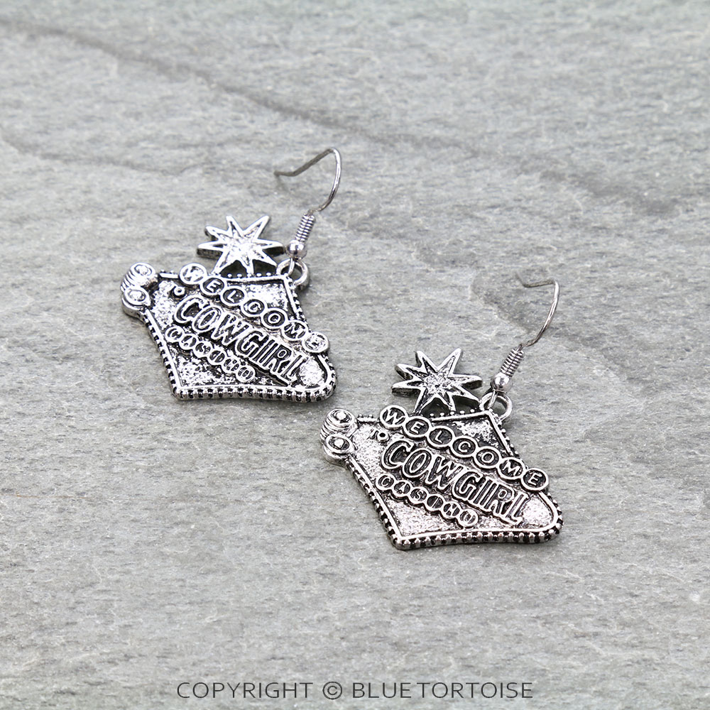 Western Las Vegas Sign Dangle Earrings