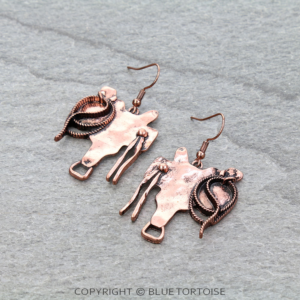 Western Horse Saddle Dangle Earrings