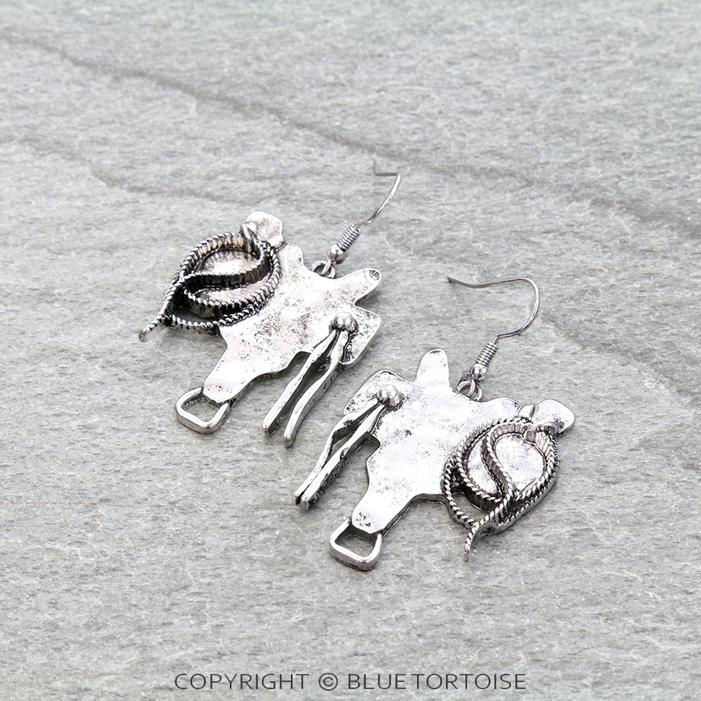 Western Horse Saddle Dangle Earrings