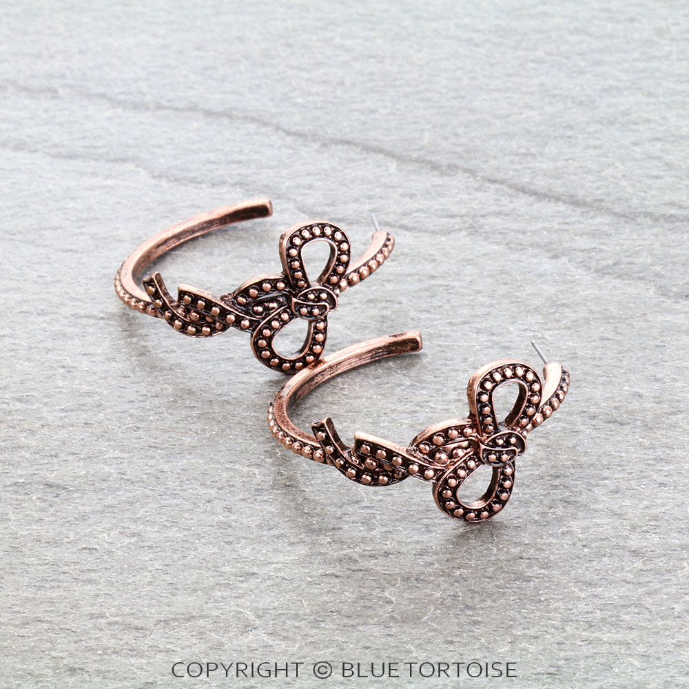 3D Ball TXR Bow Hoop Earrings