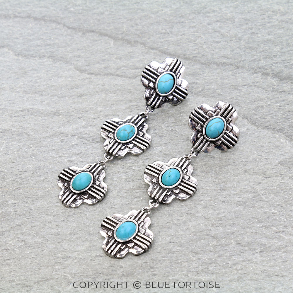 Western Zia Sun Drop Stud Earrings