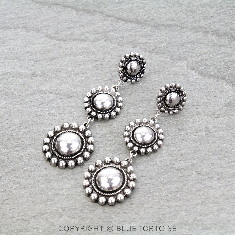 Western Ball TXR Round Drop Stud Earrings