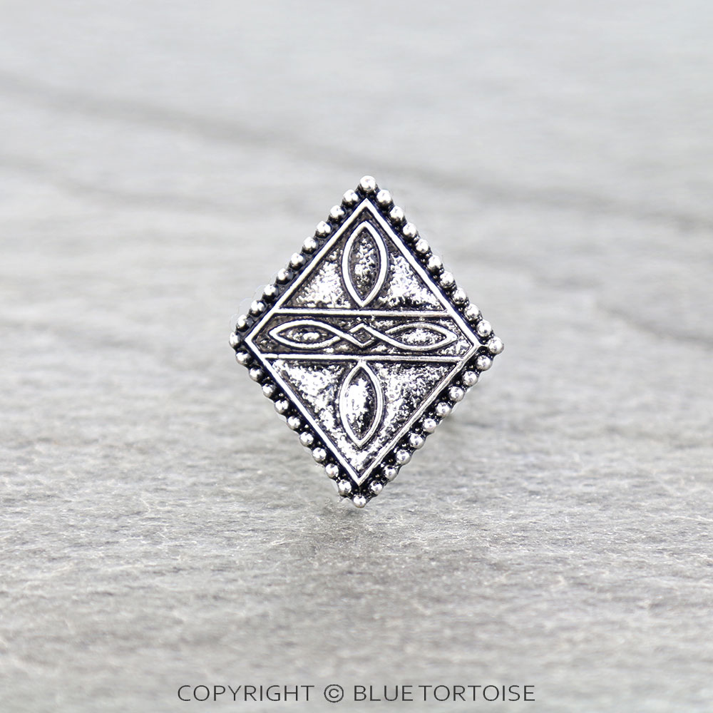 Western Boot Stitch Diamond Cuff Ring