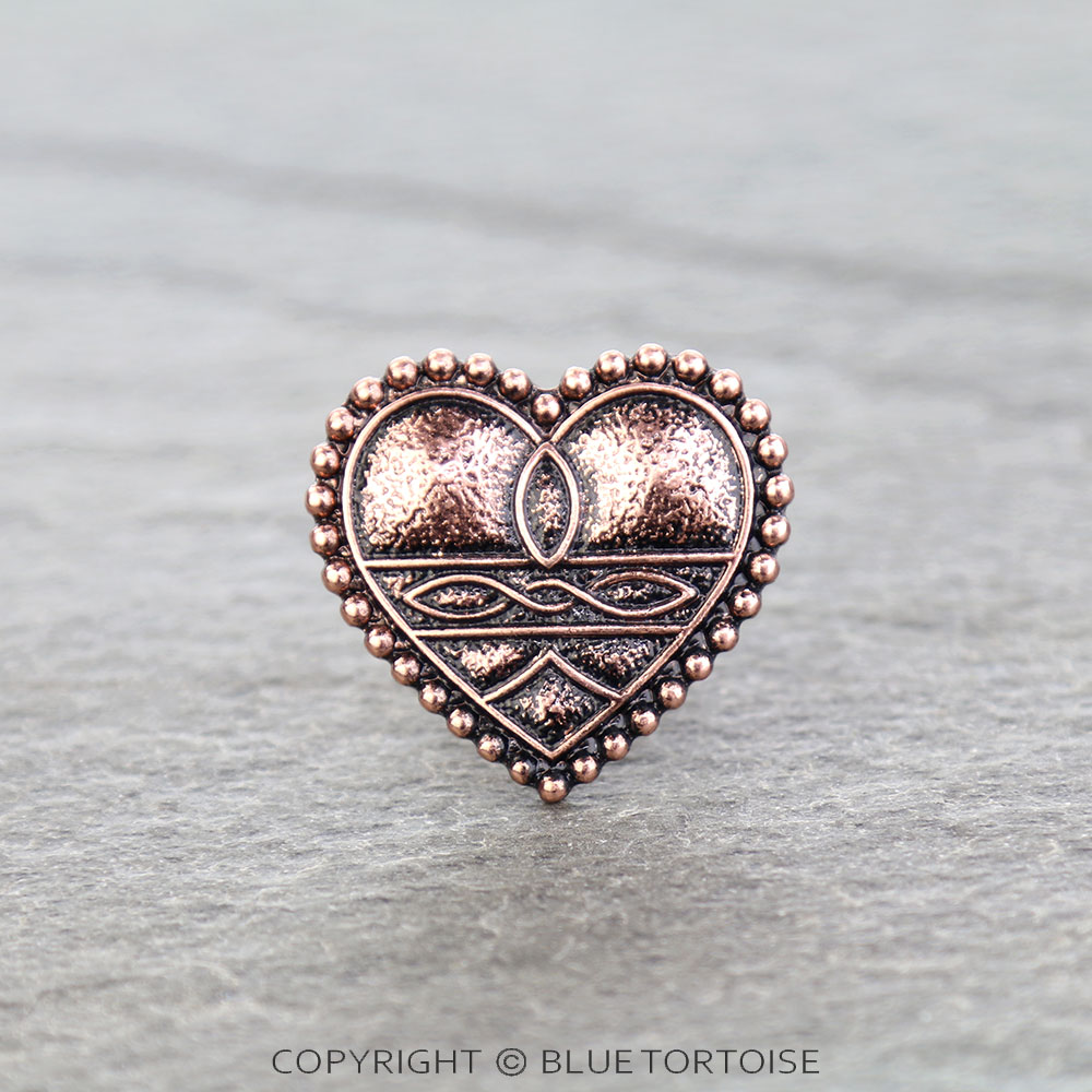 Western Boot Stitch Heart Cuff Ring