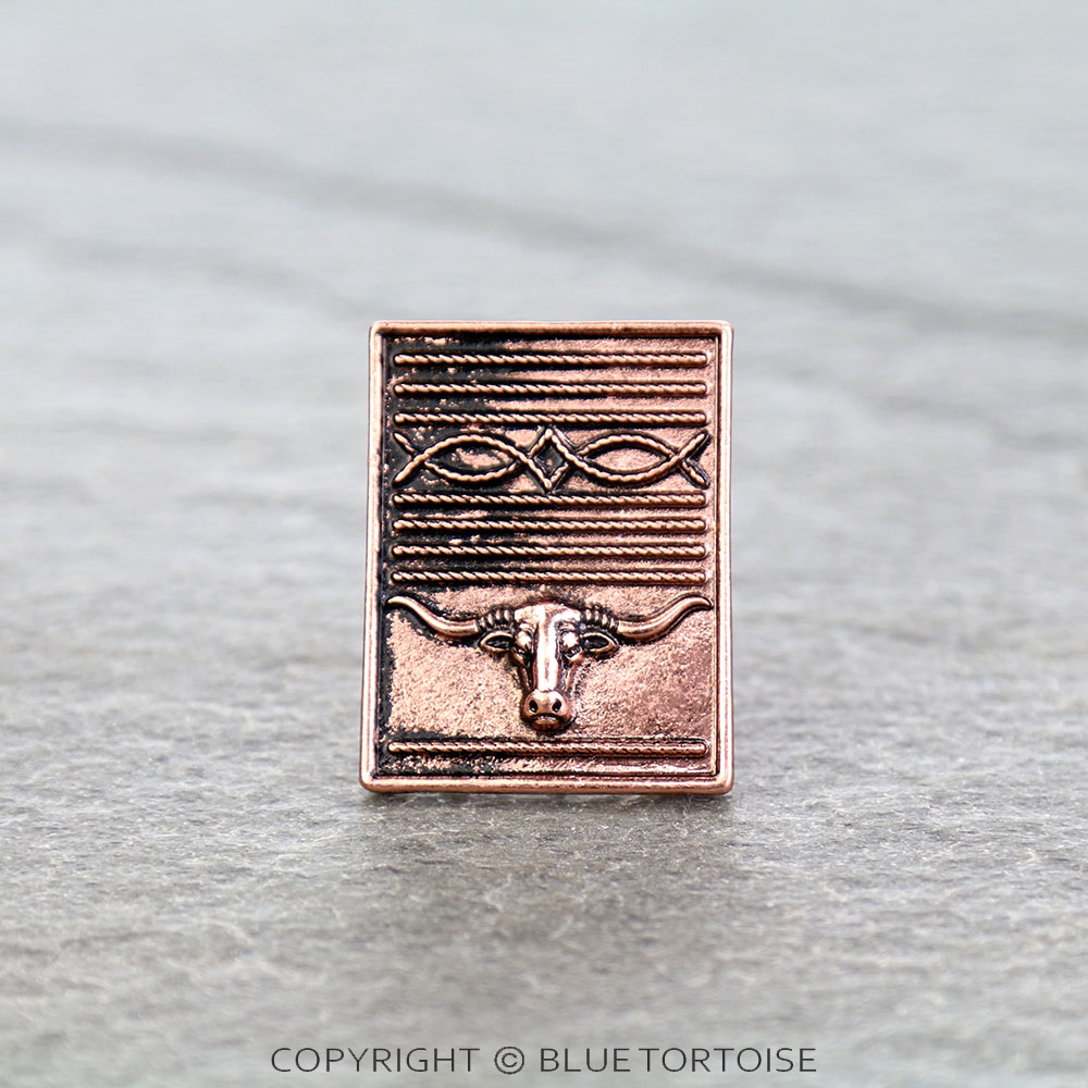 Western Steer Head Boot Stitch Cuff Ring