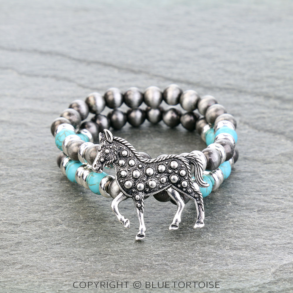 2 Layered Ball TXR Horse Stretch Bracelet