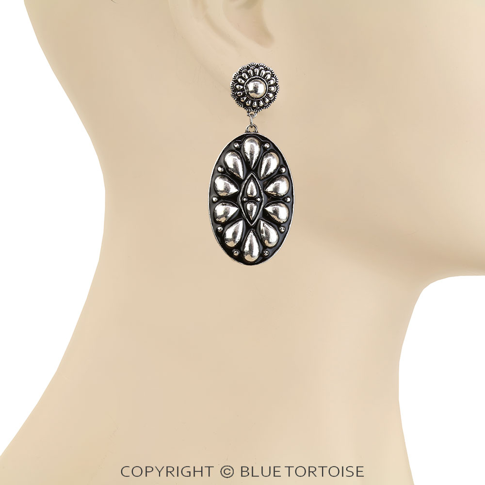 Western Ball TXR Oval Concho Stud Earrings - Image 2