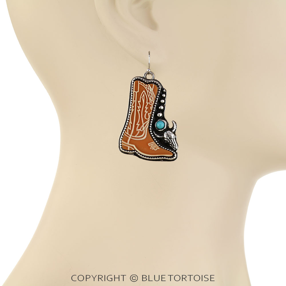Western Cowboy Boot Dangle Earrings - Image 2