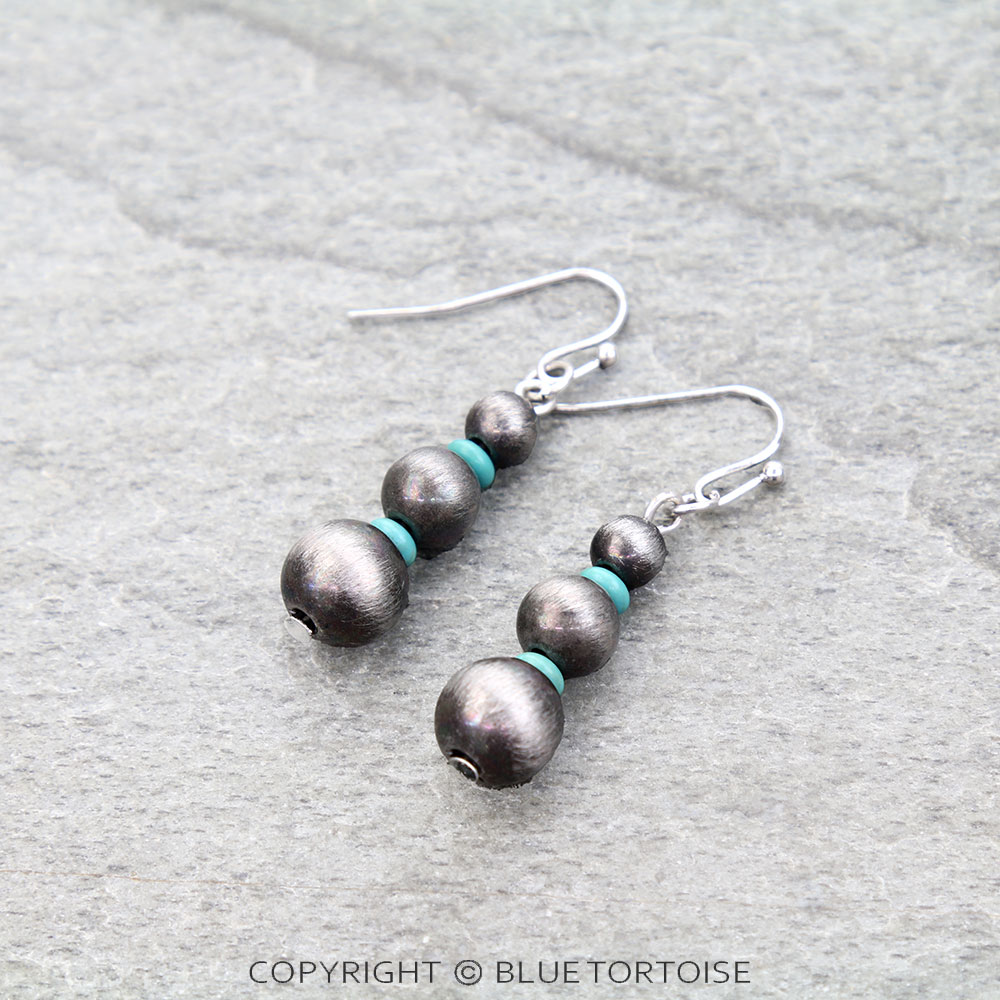 Navajo Style Pearl Dangle Earrings