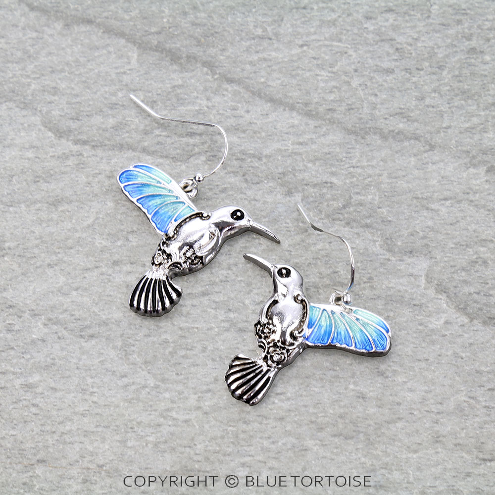 Garden Epoxy Hummingbird Dangle Earrings