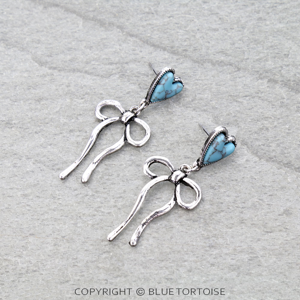 Western Bow Hand Stone Stud Earrings