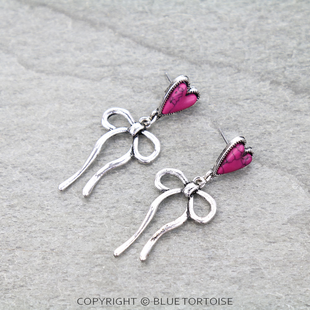 Western Bow Hand Stone Stud Earrings