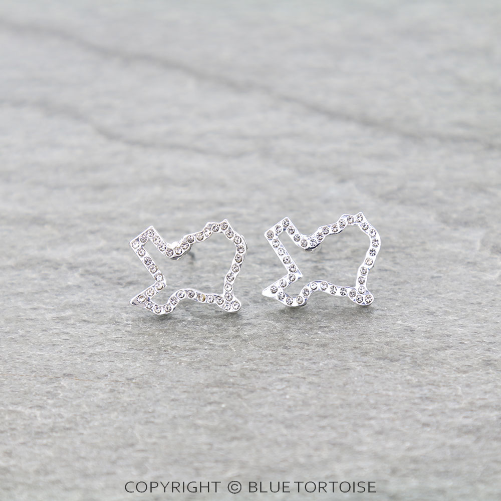 Texas Map Pave Stone Stud Earrings