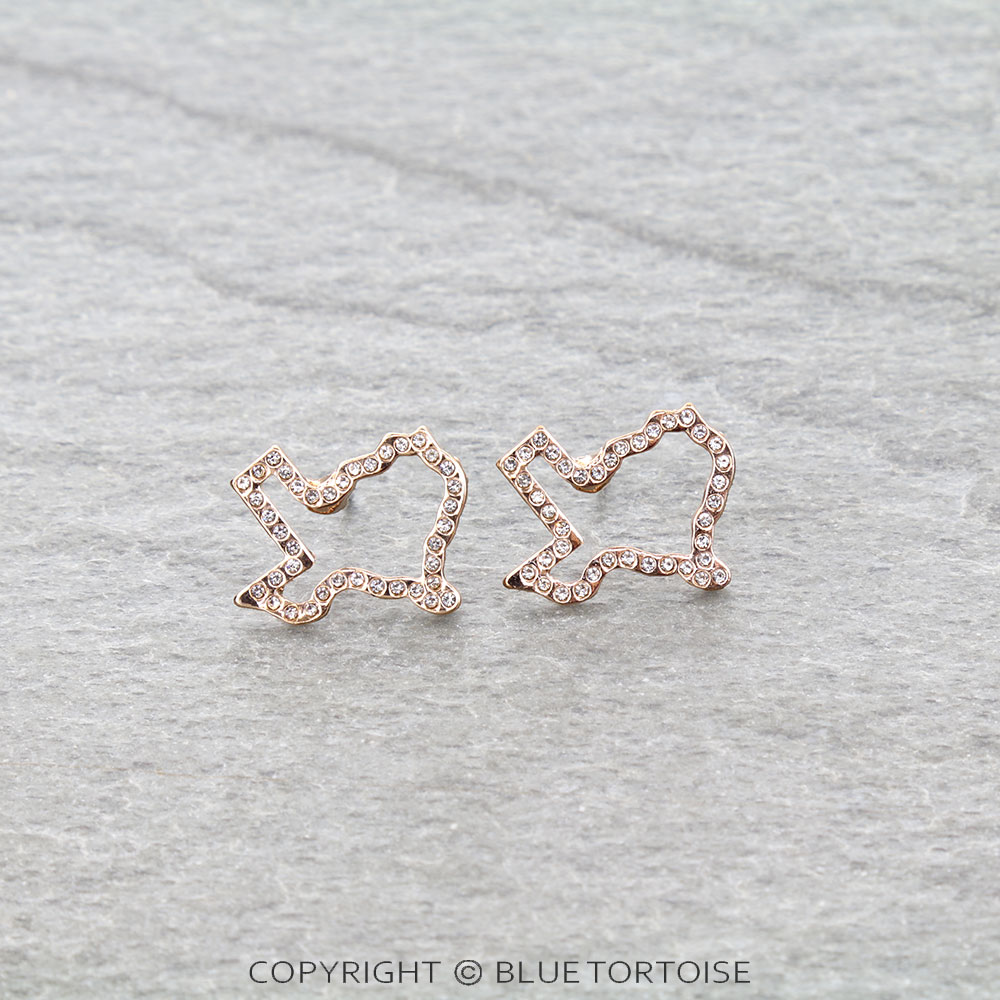 Texas Map Pave Stone Stud Earrings