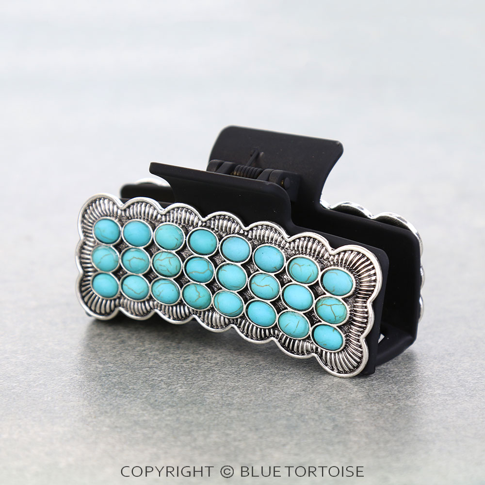 Western Style Stone Metal Hair Claw Clip