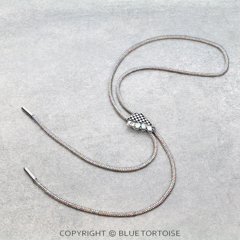 Western Glitter Cord Thunder Bolo Necklace