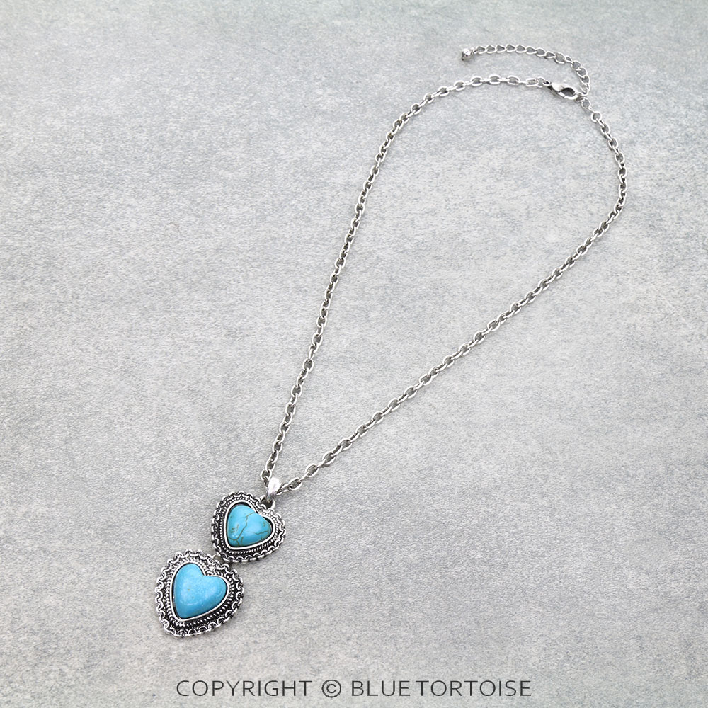 Western Chain TXR Heart Stone Necklace