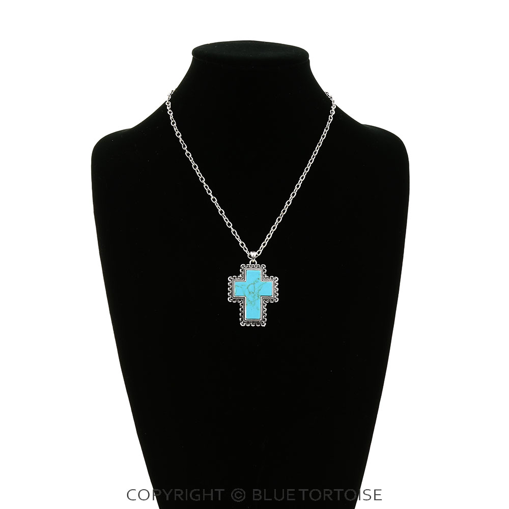 Western Chain TXR Cross Stone Necklace - Image 2