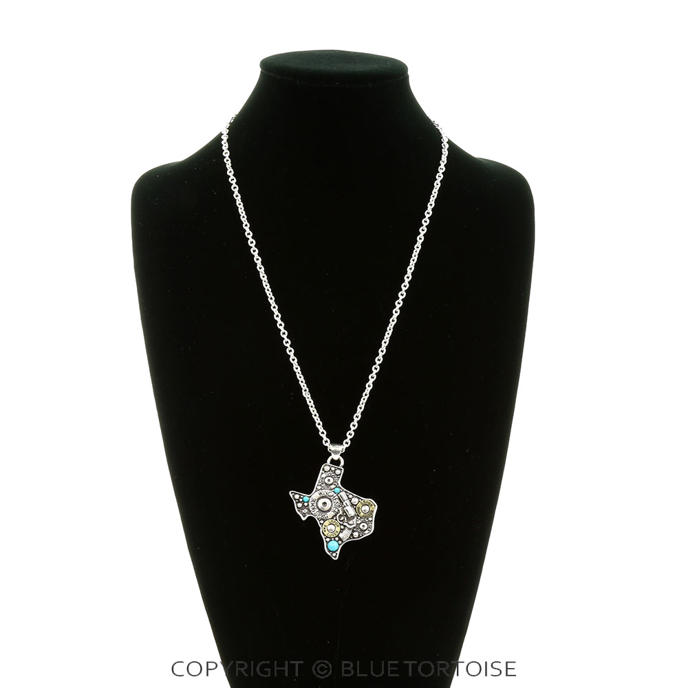 Western Texas Map Bullet Bottom Necklace - Image 2