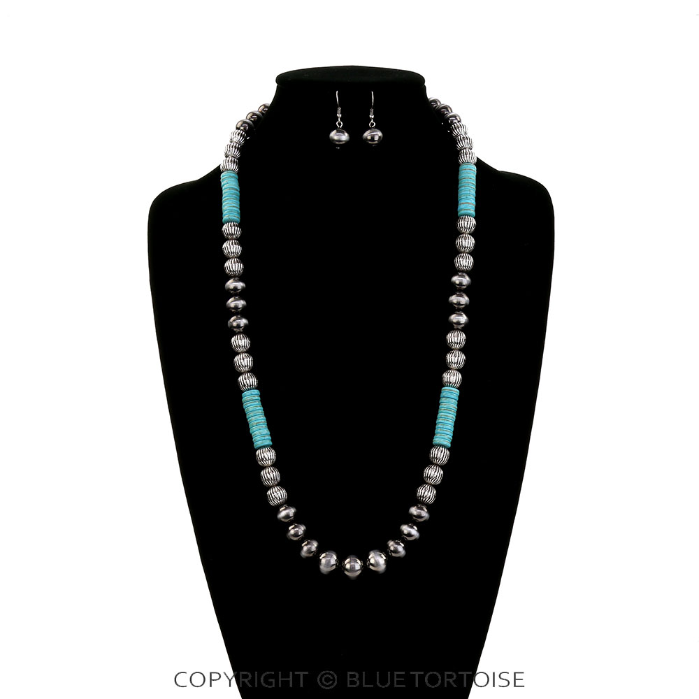 Navajo Style Pearl & Bead Necklace Set - Image 2