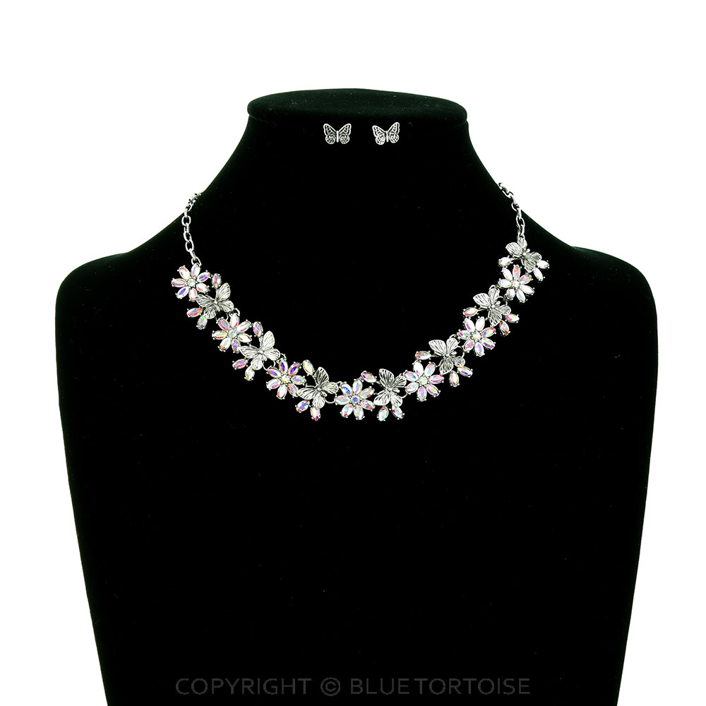 Western Butterfly & Flower Stone Necklace Set - Image 2