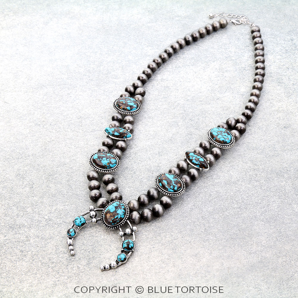 Western 3D Ball Squash Blossom Necklace