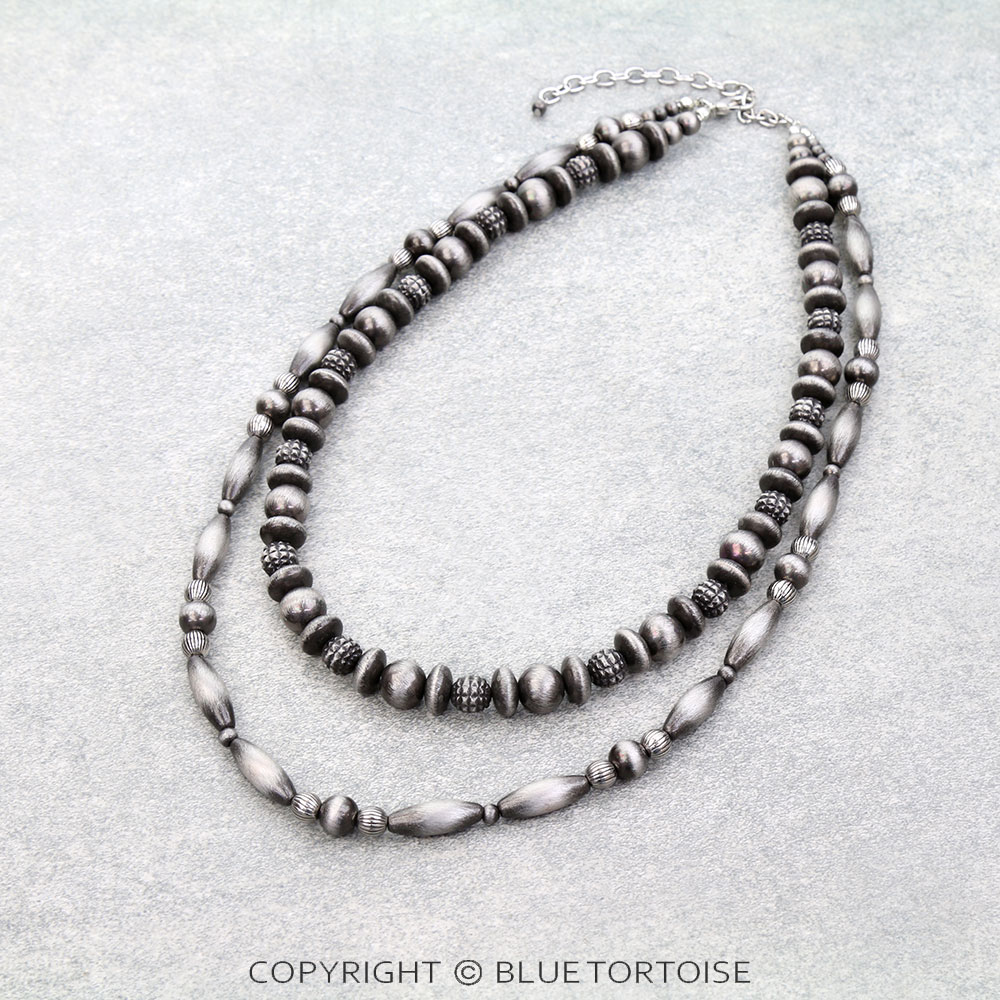 2 Layered Bumpy Navajo Style Pearl Necklace