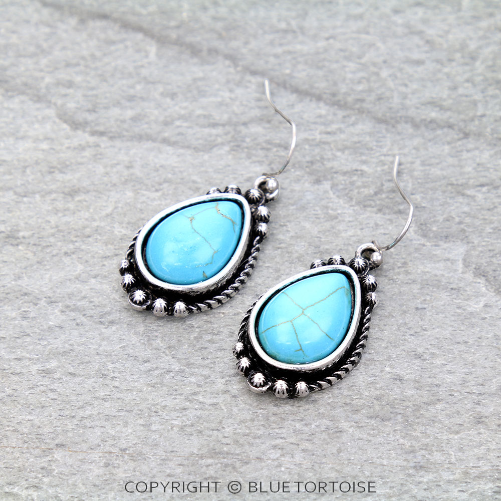 Western Teardrop Stone Dangle Earrings