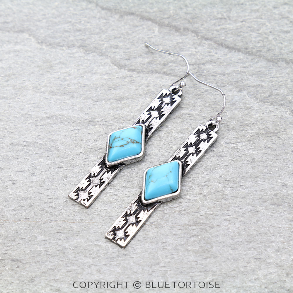 Western Bar Stone Dangle Earrings