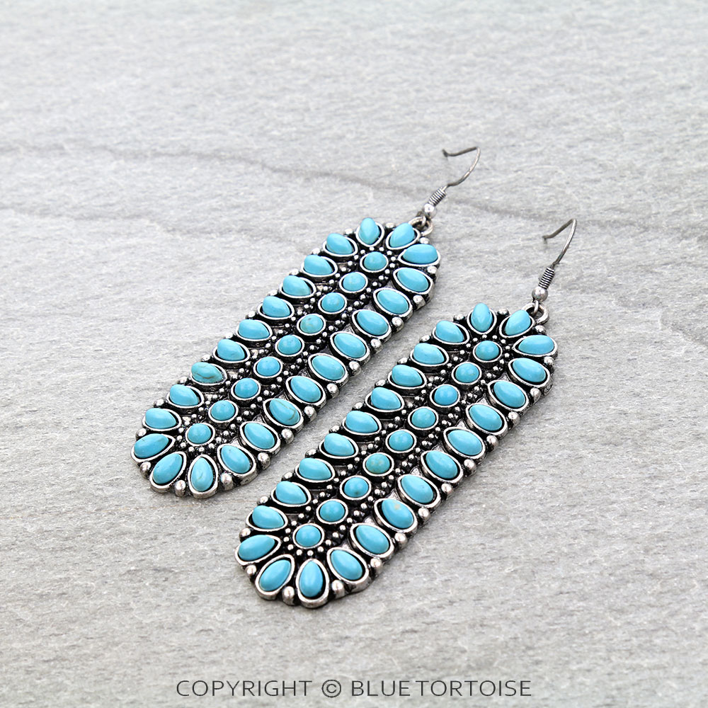 Western Bar Stone Dangle Earrings