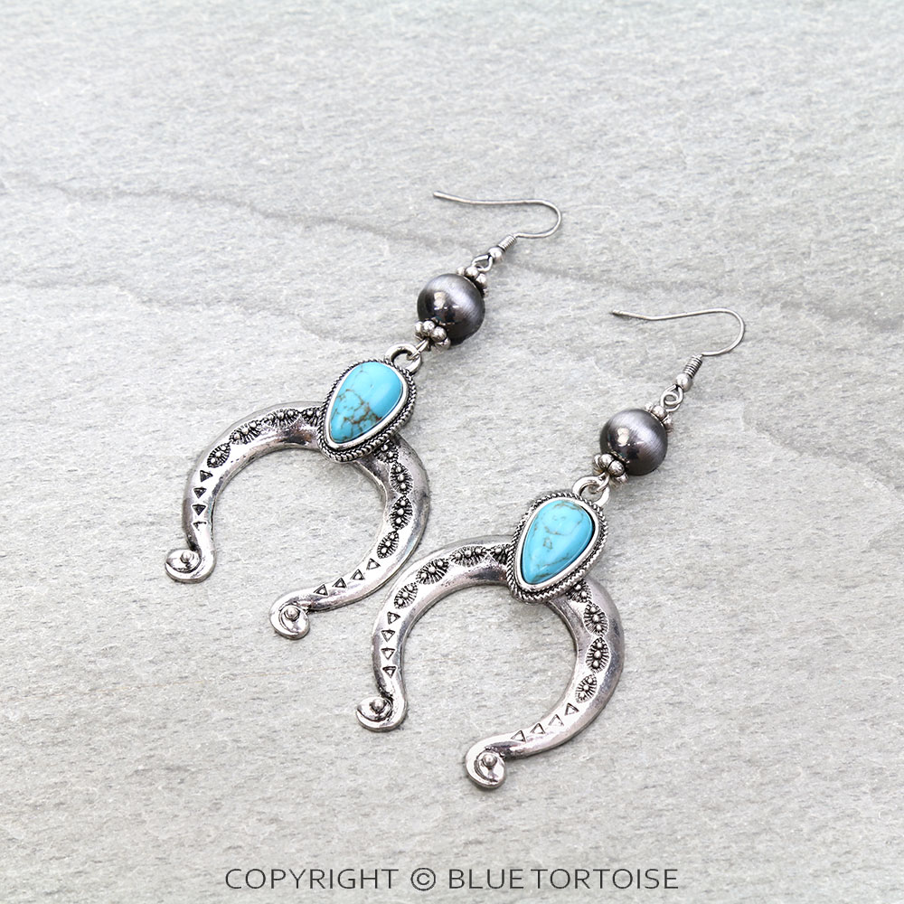 Western Squash Blossom Stone Dangle Earrings