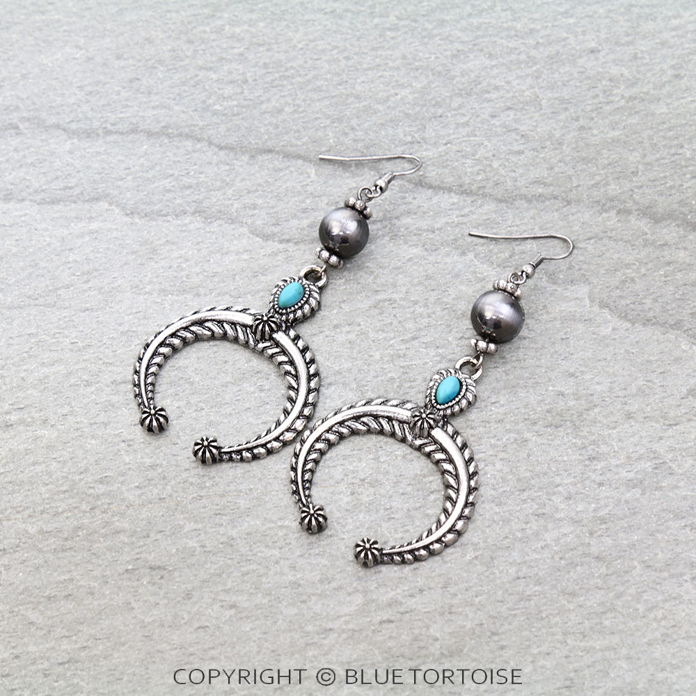 Western Squash Blossom Stone Dangle Earrings