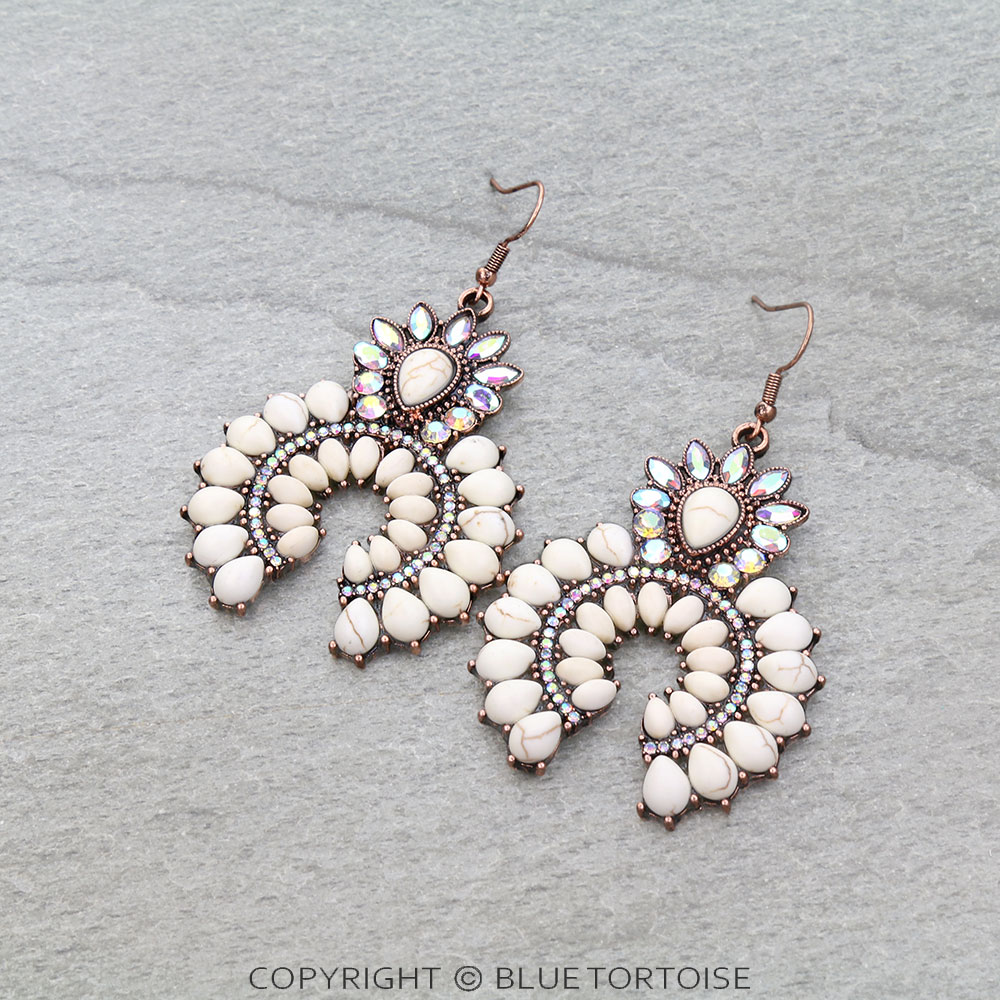 Western Squash Blossom Stone Dangle Earrings