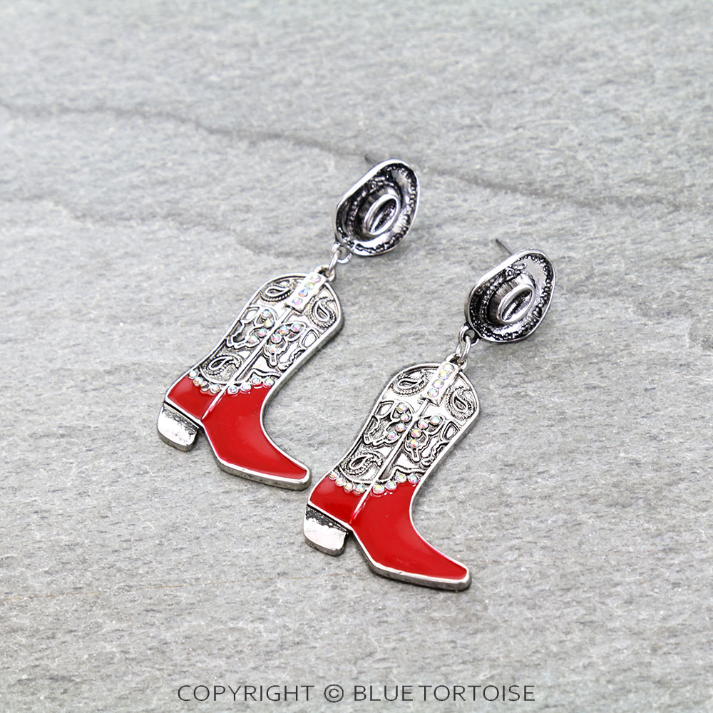 Western Cowboy Boot and Hat Stud Earrings
